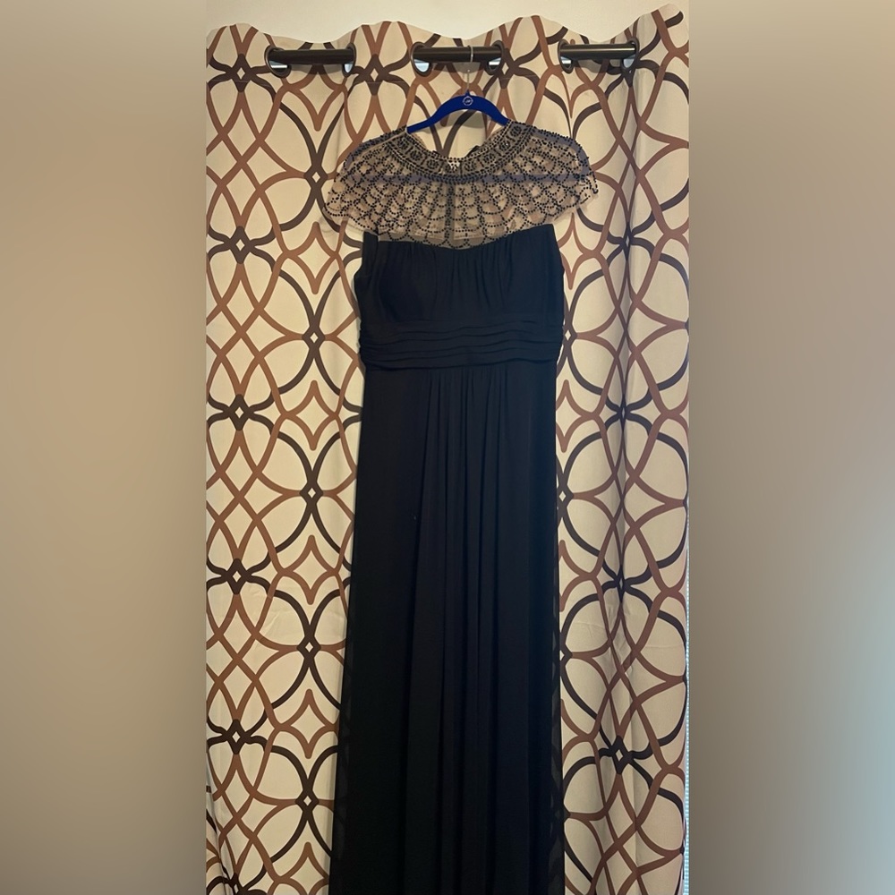 Xscape size 14, long, sexy gown black with embellishment.